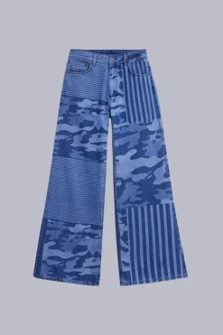 Kickers Pantalons|Pantalons-Kick Flare Camouflage Bleu