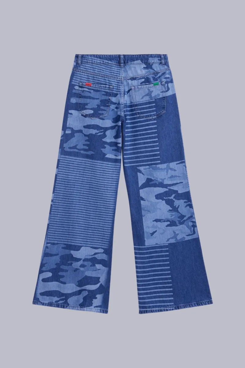 Kickers Pantalons|Pantalons-Kick Flare Camouflage Bleu
