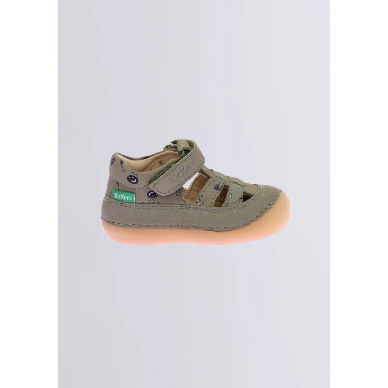 Kickers Babies Et Salomés|Chaussures Premiers Pas-Kick Sushyk Zèbre Kaki