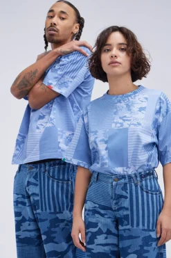 Kickers T-Shirts|T-Shirts-Kick TShirt Camouflage Bleu