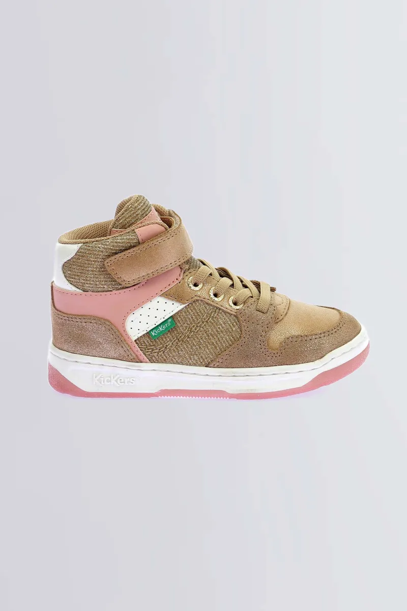 Kickers Baskets|Semelle Amovible Avec Indicateur De Croissance-Kickado Dé Rose Or