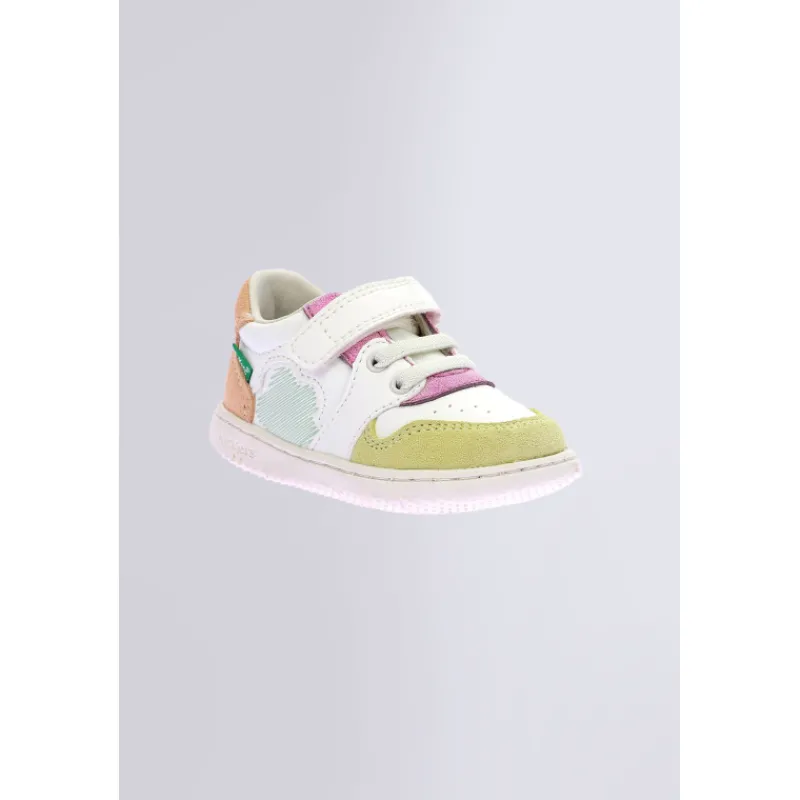 Kickers Baskets|Chaussures Premiers Pas-Kickbrownie Multicolore Blanc