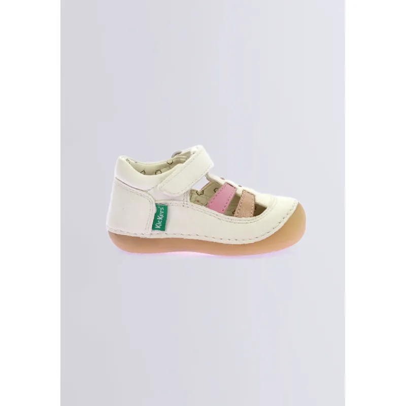 Kickers Babies Et Salomés|Chaussures Premiers Pas-Sushy cassé rose Blanc