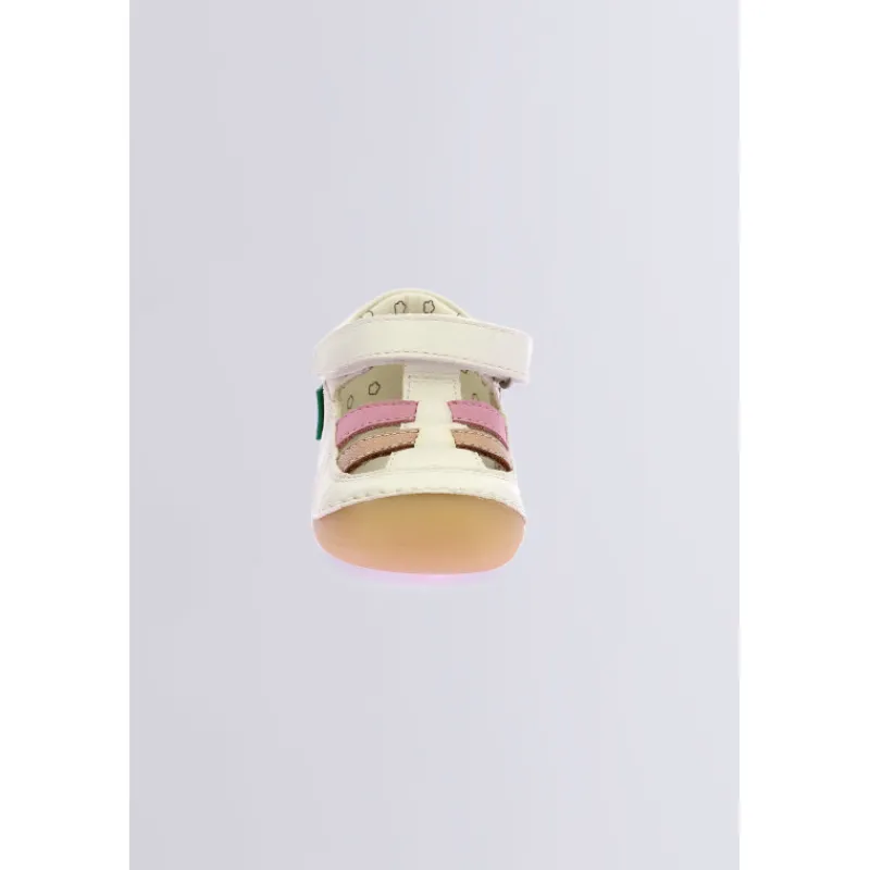 Kickers Babies Et Salomés|Chaussures Premiers Pas-Sushy cassé rose Blanc